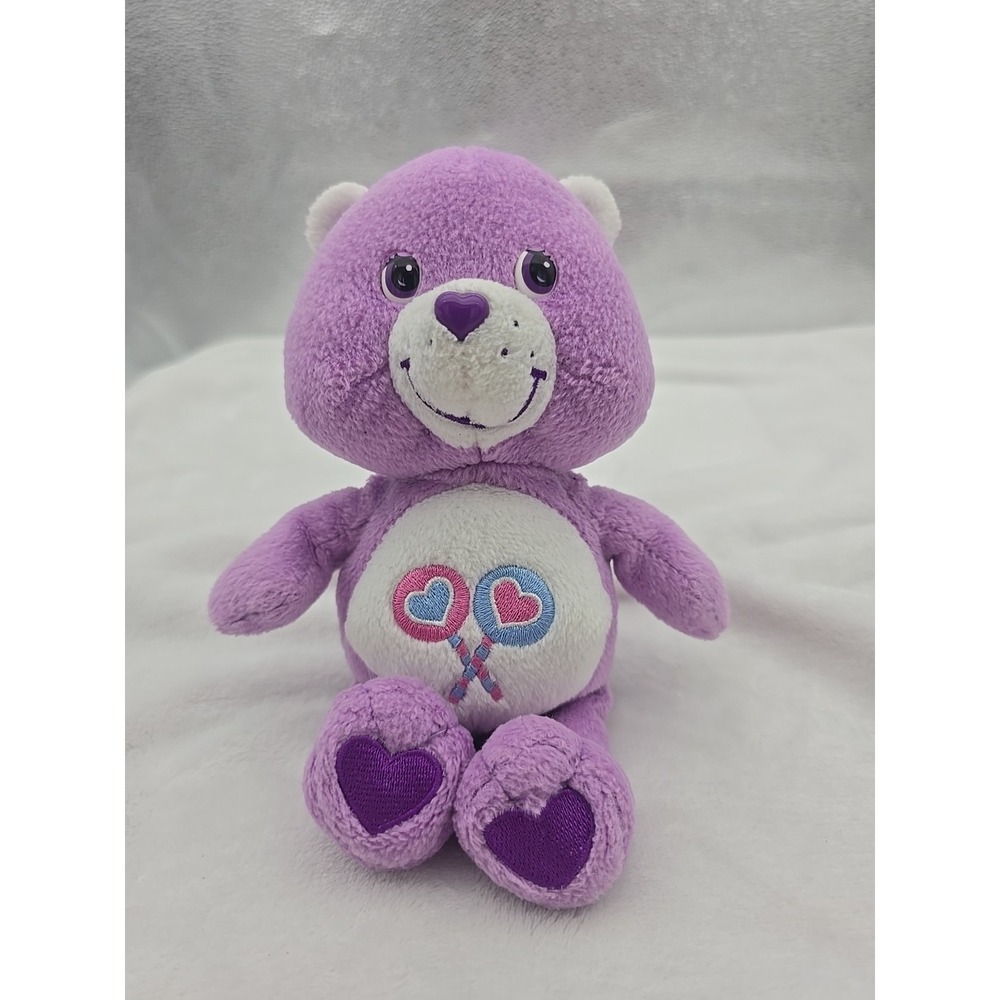 Carebear Share Bear Purple Lollipop Stuffed Plush Nanco 2003 7"